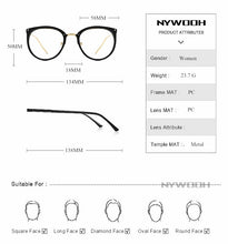Load image into Gallery viewer, Transparent Eyeglasses Frames Women Retro Cat Eye Glasses Myopia Frame Vintage Fake Eyeglass Metal Optical Spectacles