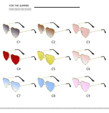 Load image into Gallery viewer, WUE Ladies Heart Shaped Sunglasses metal Women Brand Designer Fashion Rimless LOVE Clear Ocean Lenses Sun Glasses Oculos UV400