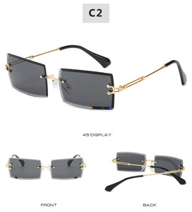 2022 Retro Sunglasses Women Brand Designer Fashion Rimless Gradient Sun Glasses Shades Cutting Lens Ladies Frameless Eyeglasses