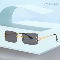 Carica l'immagine nel visualizzatore di Gallery, Retro Rimless Sunglasses Women Men Retro Brand Designer Sunglasses Sunglasses Women Men Rectangular Glasses UV400 Oculos De Sol