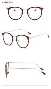 Transparent Cat Eye Glasses Frames Women Men Vintage Clear Optical Round Eyeglasses Metal Myopia Frame