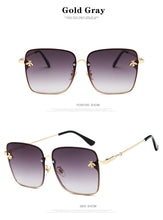 Load image into Gallery viewer, Square Bee Sunglasses Women Men Retro Brand designer Metal Frame Oversized Sun Glasses Female Grandient Shades Oculos