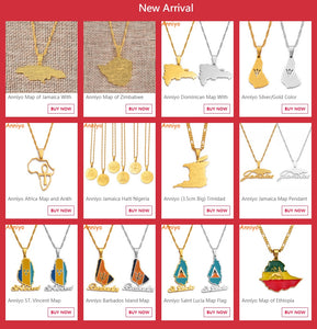 Anniyo African Map Symbol Pendant Necklaces Women Men Gold Color Stainless Steel Adinkra Gye Nyame Ethnic Jewelry Ghana #128821