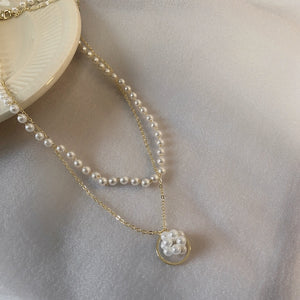 Fashion Beaded Pearl Necklace Women Cute Gold silver color Double Layer Chain Pendant Choker Korean Jewelry 2020 wholesale