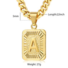 Carica l&#39;immagine nel visualizzatore di Gallery, Initial letter Pendant a b c Charm Gold Necklace for Women Men Cuban Link Chain Dropshipping GPM05C