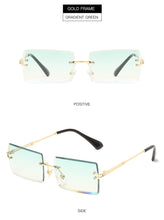 Load image into Gallery viewer, Fashion Rectangle Sunglasses Women   Brand Designer Rimless Square Sun Glasses Ladies Luxury Brand Gradient Shades