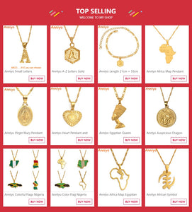 Anniyo Length 53CM/83CM/200CM Width 9MM, Ethiopian Thick Necklaces Women Gold Color Africa Eritrea Men Chain Dubai Arab #046506