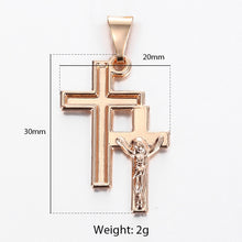 Load image into Gallery viewer, Cross Crucifix Clear Crystal Pendant Necklace for Men Women 585 Rose Gold Prayer Jesus Snail Link Chain Wholesale Jewelry GPM26