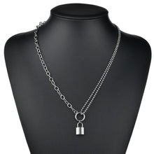 Load image into Gallery viewer, Hip Hop Multi Layers chain necklace with heart lock women/men punk rock padlock pendant necklace emo grunge Goth jewelry
