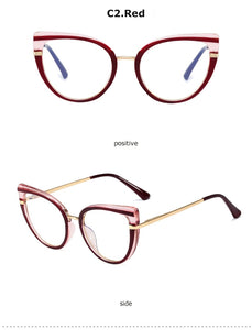 Cat Eye Anti Blue Light Optical Glasses Women Prescription Myopia Eyeglass Frame Ladies Clear Computer Glasses