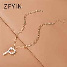 Carica l&#39;immagine nel visualizzatore di Gallery, ZFYIN 2020 New Trendy Jewelry Fresh Water Pearl Alphabet Letters Initials  Pendant Necklaces for Women