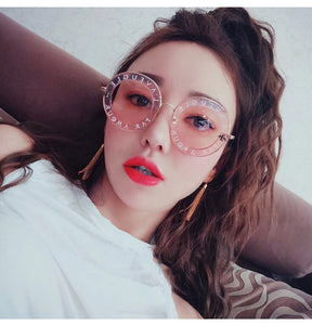 Retro Round Sunglasses Women Luxury Brand Designer Bee Frame Circle Sun Glasses Fashion Female Eyewear Oculos De Sol
