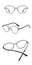 Load image into Gallery viewer, Peekaboo retro metal glasses frame cat eye female gold black clear lens triangle optical eyeglasses women&#39;s accessories