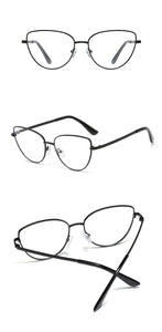 Peekaboo retro metal glasses frame cat eye female gold black clear lens triangle optical eyeglasses women's accessories