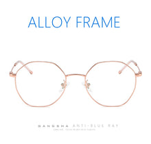 Load image into Gallery viewer, Gold Computer Glasses Frame Women Alloy Polygon Anti Blue Light Eyeglass Frames Fashion Myopia Prescription Eyewear 8005