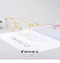 Load image into Gallery viewer, Pure Titanium Glasses Men Vintage Round Eyewear Myopia Optical Prescription Brand Designer Eyeglasses Frame Women