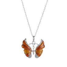 Carica l'immagine nel visualizzatore di Gallery, Korean Blue Gradient Butterfly Necklace for Women Girls Silver Color Rainbow Butterflies Pendant Choker Necklaces Jewelry Gift