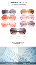 Carica l&#39;immagine nel visualizzatore di Gallery, Moda nuovo designer di marca occhiali da sole quadrati senza cornice moda donna metallo senza montatura lenti sfumate occhiali da sole femminili Oculos 2022 