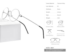 Load image into Gallery viewer, Screwless Eyewear Prescription Eyeglasses Frame Women Round Myopia Optical Denmark Korean Glasses Frame Men Titanium 98607
