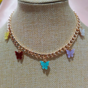 Punk Gold  Silver Color Chain 5 Butterfly Pendant Necklace for Women Wedding Party Statement 2020 Cute Choker Necklaces Jewelry