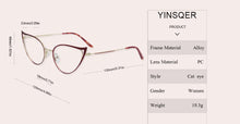 Load image into Gallery viewer, Optical Fashionable Women&#39;s Prescription Glasses Luxury Brand Fake Glasses Cat Eye Female Round Eyeglasses With Frame YINSQER