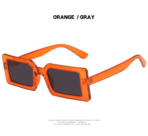 Trendy Rectangle Sunglasses Women Green Fluorescent Street Shot Eyewear Black Thick Frame Fashion Female Cool Sun Glasses