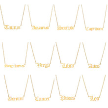 Carica l&#39;immagine nel visualizzatore di Gallery, 2020 New Constellation Zodiac Necklaces Jewelry for Women Antique Style Designed Letter Taurus Aries Necklaces Collier