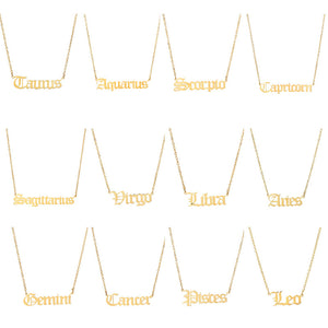 2020 New Constellation Zodiac Necklaces Jewelry for Women Antique Style Designed Letter Taurus Aries Necklaces Collier