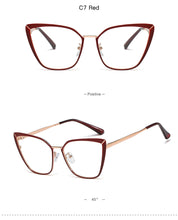 Load image into Gallery viewer, Clear Glasses Frame Computer Cell Phone Women Cat Eye Anti Blue Light Metal Eyewear Blocking Glasses Optical Spectacle Eyeglass