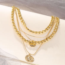 Load image into Gallery viewer, Punk Vintage Layered Portrait Coin Pendan Necklace Set Chunky Thick Cuban Link Chains Choker Necklaces For Women Jewlery