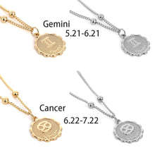 Load image into Gallery viewer, Constellation Carve Coin Pendant Necklace Simple Copper Leo Beads Clavicle Chain Necklace Sexy Couple Jewelry