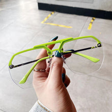 Carica l'immagine nel visualizzatore di Gallery, Occhiali da vista quadrati da donna oversize trasparenti verde semi-fluorescente Protezione UV Occhiali da uomo per computer Anti luce blu 