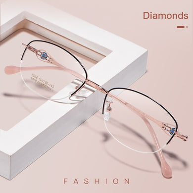 Half Frame Frame women Ultra Light Alloy Glasses Frame Myopia And Hyperopia Optical Prescription Glasses Frame 8020Z