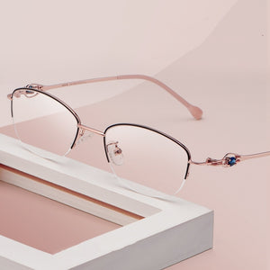 Half Frame Frame women Ultra Light Alloy Glasses Frame Myopia And Hyperopia Optical Prescription Glasses Frame 8020Z