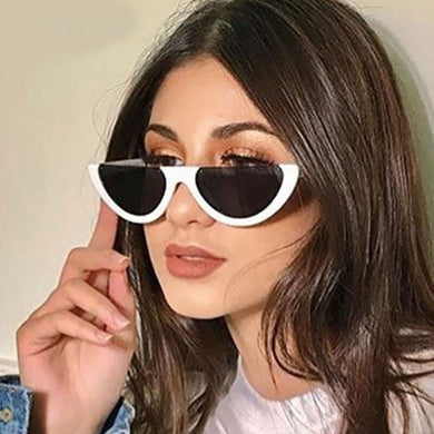 Half Frame Women Sunglasses Cat Eye Trend Designer Brand Retro Black Frame Glasses Semi-rimless Oculos De Sol