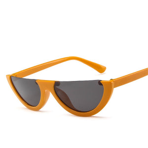 Half Frame Women Sunglasses Cat Eye Trend Designer Brand Retro Black Frame Glasses Semi-rimless Oculos De Sol
