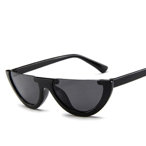 Half Frame Women Sunglasses Cat Eye Trend Designer Brand Retro Black Frame Glasses Semi-rimless Oculos De Sol