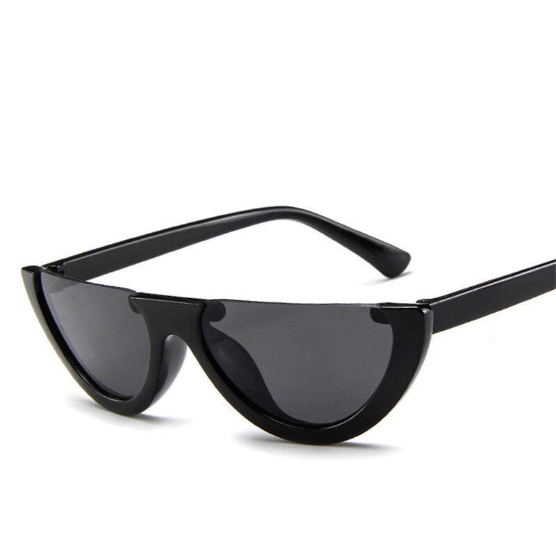 Half Frame Women Sunglasses Cat Eye Trend Designer Brand Retro Black Frame Glasses Semi-rimless Oculos De Sol