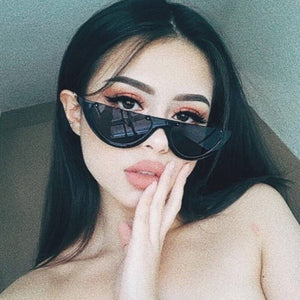 Half Frame Women Sunglasses Cat Eye Trend Designer Brand Retro Black Frame Glasses Semi-rimless Oculos De Sol