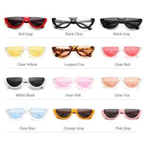 Half Frame Women Sunglasses Cat Eye Trend Designer Brand Retro Black Frame Glasses Semi-rimless Oculos De Sol