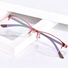 Carica l&#39;immagine nel visualizzatore di Gallery, Half Frame Finished Myopia Glasses Men Women Short-sighted Eyewear -1.0-1.5-2.0 To -6.0 Anti-blue Light Prescription Glasses
