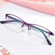 Carica l&#39;immagine nel visualizzatore di Gallery, Half Frame Finished Myopia Glasses Men Women Short-sighted Eyewear -1.0-1.5-2.0 To -6.0 Anti-blue Light Prescription Glasses