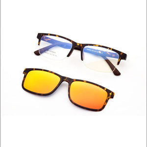 Half Frame Glasses Matte Black Men's and Women's Ultra Light Ultem  Magnets Set Eyeglasses Mirror  Driving Polarized Sunglasses