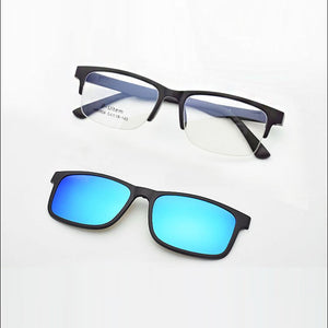 Half Frame Glasses Matte Black Men's and Women's Ultra Light Ultem  Magnets Set Eyeglasses Mirror  Driving Polarized Sunglasses