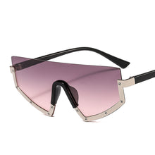 Load image into Gallery viewer, Half Frame One Piece Sunglasses Women Vintage Oversized Shiled Gradient Sun Glasses Female Black Brown Flat Eyewear Eyeglasses