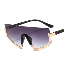 Load image into Gallery viewer, Half Frame One Piece Sunglasses Women Vintage Oversized Shiled Gradient Sun Glasses Female Black Brown Flat Eyewear Eyeglasses
