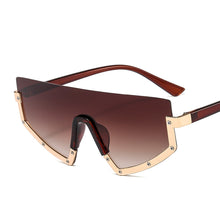 Load image into Gallery viewer, Half Frame One Piece Sunglasses Women Vintage Oversized Shiled Gradient Sun Glasses Female Black Brown Flat Eyewear Eyeglasses