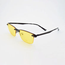 Load image into Gallery viewer, Half Frame Pure Titanium Glass Frame Matte Black Polarized 3d Eyeglasses Myopia Men Sunglasses Night-Vision Magnet Clip Brown