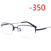Load image into Gallery viewer, Half Frame Square Myopia Glasses With Degree Ultralight Metal Business Men Nearsighted  Spectacle Diopter -100 -150 -200 To -600