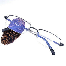 Load image into Gallery viewer, Half Frame Square Myopia Glasses With Degree Ultralight Metal Business Men Nearsighted  Spectacle Diopter -100 -150 -200 To -600